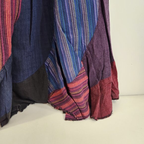 ARK Nepal 100% Cotton Patchwork Skirt Size Medium Boho Long - Picture 3 of 11